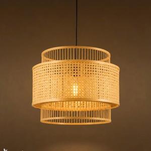 Handmade Bamboo Pendant Light Natural Woven Hanging Lamp Modern Decorative <b>Ceiling</b> Light Energy Saving Wireless Control - Product Image 1