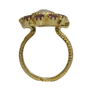 Gemvanity Gold Plated Classic Channel Setting Brilliant Cut Rose <b>Quartz</b> Rhodolite Garnet Gemstone Engagement Party Wedding <b>Ring</b> - Product Image 5