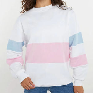 เสื้อสเวตเตอร์คอกลมแขนยาวสำหรับผู้หญิง สีชมพู ฟ้า ขาว ถักลาย สวมใส่สบายๆ ในฤดูใบไม้ร่วง - Product Image 4