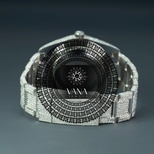 นาฬิกาข้อมือผู้ชาย VANA JEWELS หน้าปัดกลมประดับเพชรเต็มหน้าปัด ตัวเรือนสแตนเลสสตีล ระบบอนาล็อก กลไกอัตโนมัติ ดีไซน์หรูหรา แฟชั่นฮิปฮอป - Product Image 4