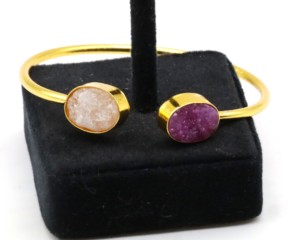 Bracelets ajustables en pierre Druzy naturelle avec argent allemand |   Bracelet manchette artisanal en pierre gemme Druzy |   Bijoux de mode pour femmes - Product Image 3