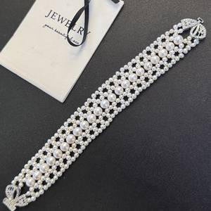 Collar de Perlas de Agua Dulce Hecho a Mano, Multicapa, Casi Redondas, con Luz Intensa, Tejido en Cinco Hileras, Estilo Palacio, Natural y Resistente - Product Image 5