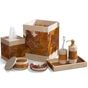 Juego de Accesorios de Baño de Mármol, Material de Porcelana y Resina, Precio Económico, Dispensador de Jabón, Portacepillos de Dientes, para Uso Doméstico - Product Image 4