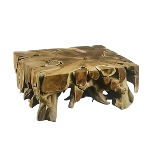 Luxury Square Solid Teak <b>Root</b> Block <b>Coffee</b> <b>Table</b> Modern Rustic Style Handmade Premium Natural Wood Sustainable Furniture - Product Image 2