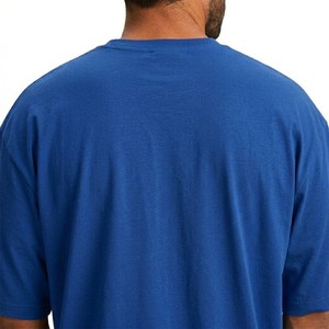 Camiseta de Diseño Moderno para Hombre, Talla Grande, Azul, 100% Algodón, Corte Holgado, Hombros Caídos, Estilo Urbano, Personalizable, Lisa, Informal, para Verano - Product Image 5
