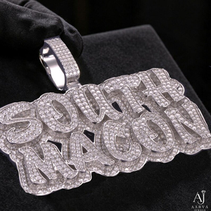 Collar con Colgante de Letra en Color Plateado, con Moissanita, para Estilo Urbano, Hiphop, Fiestas, Unisex - Product Image 1