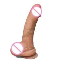 Dildo de Silicona Realista con Bolas Móviles, Textura Veteada Realista, Base con Fuerte Ventosa, BlueRabbit, Venta al por Mayor, Marca Privada