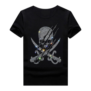 เสื้อยืดผู้ชายเทรนดี้ประดับคริสตัลลายกราฟิก ผ้าฝ้ายพรีเมียม แฟชั่นลำลอง - Product Image 3