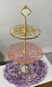 Support à gâteau de luxe fait main en résine écologique non toxique, présentoir à pâtisserie pour table, taille/couleur personnalisable, idéal pour les fêtes - Product Image 3