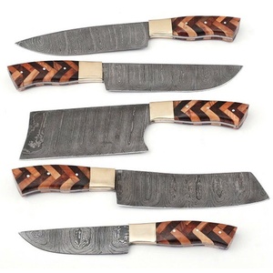 Viking Art Handmade 67-Layer Damascus <b>Sharp</b> Durable Straight Edge 5-Piece Kitchen <b>Knife</b> <b>Set</b> Wooden Ambidextrous Handles - Product Image 4