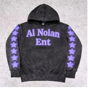 Custom Acid Wash 100% Cotton Hoodie Trending Streetwear Pullover Digital Printing Embroidery Front Logo <b>Star</b> Sleeve <b>Design</b> - Product Image 3