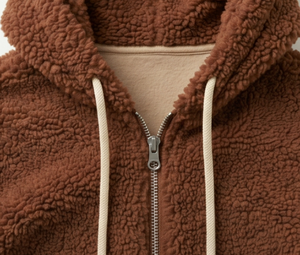 <b>Men's</b> Brown <b>Sherpa</b> <b>Fleece</b> Hooded <b>Jacket</b> Zipper Closure Casual Winter Wear Thick <b>Sherpa</b> Lining Regular Fit - Product Image 4