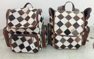 Western Genuine <b>Leather</b> Cowhide <b>Backpack</b> for Women & Men | Handmade Hairon Patchwork Travel <b>Laptop</b> <b>Backpack</b> with Multiple Pocket - Product Image 4