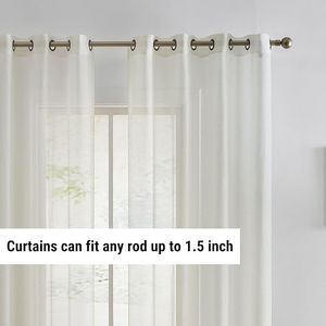 Set di 2 Tende in Voile Semi-Trasparente Premium con Occhielli per Camera da Letto, 54 L x 84 L, Colore Avorio - Product Image 2