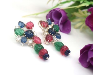 Vintage 925 Silver Crystal Rhinestone Floral Cluster <b>Drop</b> Earrings Women's Party Jewelry - Product Image 3