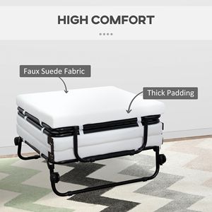 Letto Pieghevole Portatile Bianco con Ruote, Versatile Pouf Letto per Camera da Letto e Ufficio, Letto per Ospiti - Product Image 4