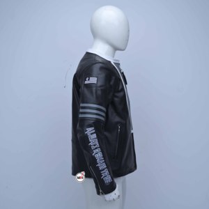 Blouson Bomber en Cuir Véritable pour Homme avec Logo Artistique, Fermeture Éclair sur le Devant, Col Montant, Style Moto, Vêtement d'Automne pour Homme, Imperméable et Respirant pour le Printemps - Product Image 3