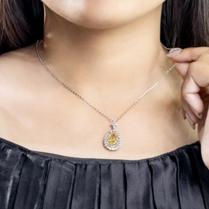 Collier de luxe en argent avec zircon taille poire et halo, ensemble de bijoux de mariage pour femme, plaqué rhodium, excellents bijoux, pendentif goutte d'eau - Product Image 6