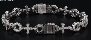 Silver Plated Micro Insert Cross <b>Infinity</b> Thistle <b>Bracelet</b> Moissanite Chain Link Hip Hop Bangle Unisex - Product Image 5
