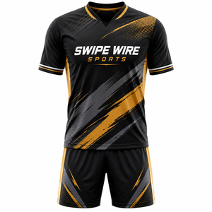 ชุดฟุตบอลแบบกำหนดเอง พิมพ์ลายดิจิทัล ชุดทีม OEM เสื้อฟุตบอล กางเกงขาสั้น โพลีเอสเตอร์ 100% คอวี เอวยางยืด - Product Image 5