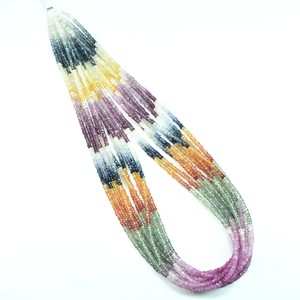 Cuentas facetadas de zafiro multicolor de alta calidad de 2 a 3 mm, cuentas de piedras preciosas de zafiro natural para la fabricación de joyería, venta al por mayor. - Product Image 1