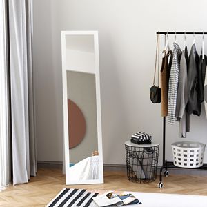 Shatterproof Full-Size <b>White</b> <b>Rectangle</b> Decorative Wall <b>Mirror</b> Floor Standing or Wall Mounted for Bedroom Living Room Use - Product Image 2