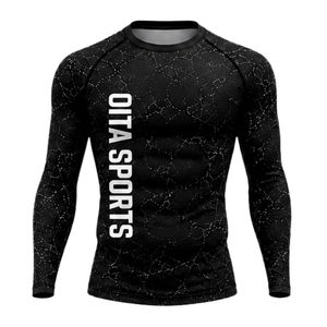Chemise de compression noire à manches longues pour l'entraînement sportif, la gym, les exercices, respirante, à séchage rapide, vêtements de sport performants, vêtements de sport personnalisés - Product Image 1