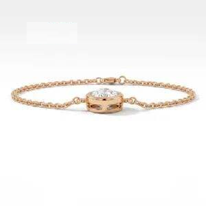 Bracelet Solitaire en Moissanite Or Rose Forme Poire, Bijou Fin Minimaliste et Élégant, Cadeau de Luxe pour Femme - Product Image 2