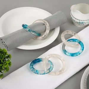 Resin Napkin <b>Rings</b> with Embedded Natural Stones for Party Occasions Earthy Vibe & Stocked Feature - Product Image 6