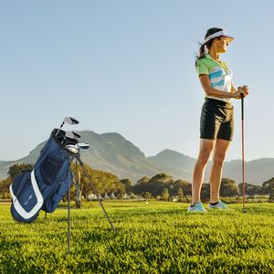Borsa da Golf Multifunzione a 6 Fori con Design Blu e Bianco, Leggera in Nylon Impermeabile con Stampa Logo per Trasporto Mazze Sportive - Product Image 2