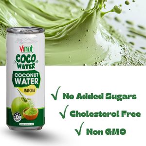 Eau de coco sans sucre avec purée de matcha, canette 320ml, vente en gros, marque privée, échantillon gratuit, fabricant vietnamien - Product Image 2