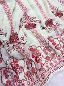 Sari de georgette suave de diseñador, el más vendido, con bordado de lentejuelas y elegante borde tradicional, disponible al mejor precio. - Product Image 6