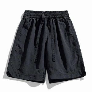 Summer Men's Retro Casual Hip Hop Style 100% Cotton Breathable Anti-UV Drawstring Closure Loose Sports Shorts for Teenagers - Product Image 2