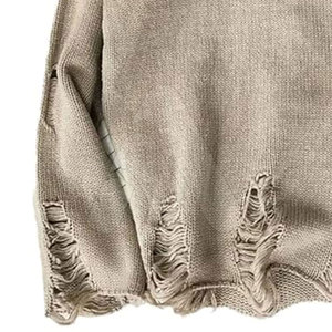 Suéter de Punto Informal para Hombre, Estilo Desgastado, Manga Larga, 100% Algodón, Transpirable, Corte Holgado, para Invierno - Product Image 4