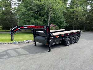 Remorque benne noire à col de cygne, triple essieu, utilitaire, pour transport de marchandises agricoles, avec bâche 110 GSM, en stock - Product Image 1