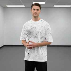 เสื้อยืดโอเวอร์ไซส์ผู้ชาย ผ้าเจอร์ซีย์คอตตอน 100% คุณภาพดีที่สุด พิมพ์ลายดิจิทัล ปักโลโก้ตามสั่ง ทรงหลวม สไตล์ฮิปฮอป - Product Image 5