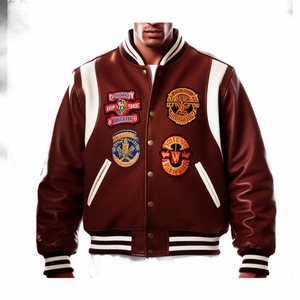 High Quality Genuine Leather Winter High Street Varsity <b>Jacket</b> for Men with Plain Dyed Custom Design and OEM Service - Product Image 3