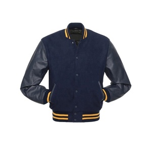 Chaqueta Bomber Varsity de lona de invierno de gran tamaño personalizada con cuello levantado y forro de lana a prueba de viento y transpirable para hombres - Product Image 1