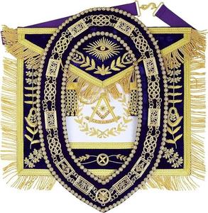 Tablier de Maître Maçon de Luxe de Haute Qualité, Broderie à la Main en Fil d'Or, Cuir Véritable, Épingle de Sûreté, Personnalisable, OEM, Régalia - Product Image 3