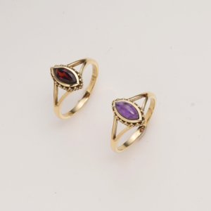 Bague en laiton électroplaqué avec grenat cabochon taille marquise, design celtique, bague statement, faite à la main, bijoux pour femme, sertissage clos - Product Image 5