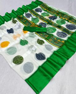 Sari Tradicional de Georgette Satinado para Mujer Adulta, Sari con Estampado Digital, Secado Rápido, Seis Metros, Blusa Incluida, Envío Rápido - Product Image 1