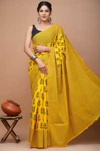 Sari en coton Mulmul de qualité supérieure, imprimé à la main, vente en gros, vêtements ethniques indiens, fabricant et fournisseur en gros - Product Image 4