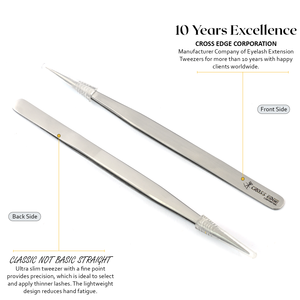 Pince à épiler de précision en acier inoxydable pour extensions de cils, pointe en fibre, applicateur de volume incurvé - Product Image 3
