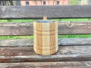 Chope à bière en bois, bouteille d'eau en bois, produit en bois fait main, chope à boire viking en bois poli - Product Image 4