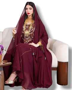 Robe de soirée AWAIS HOUSE Dubaï 2025 élégante et luxueuse en mousseline de soie perlée, coupe trapèze, longueur ras du sol, pour l'Aïd, lavable, service OEM - Product Image 4