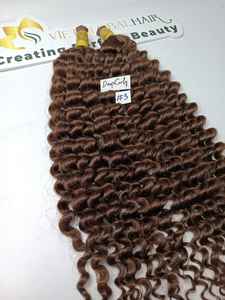 Cabello natural con cutícula alineada Cabello humano al por mayor Cabello a granel Color marrón rizado profundo - Product Image 5