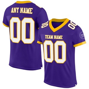 Camiseta de Fútbol Personalizada, Uniforme de Fútbol de Primera Calidad | Fabricante EM&ODM, Jersey de Fútbol Americano Personalizado en Malla Morada, Blanca y Dorada - Product Image 1