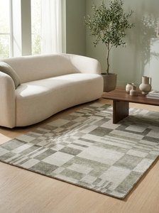 Tapis vert Tibbati directement de l'usine |   Tapis en laine à motifs floraux fait main, écologique, imperméable, pour les intérieurs contemporains de luxe - Product Image 6