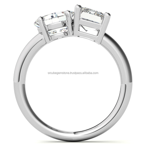 Anillo de compromiso de diamante CVD HTTP 1ct de dos piedras Asscher con corte esmeralda, Plata de estrella 925 para regalo de boda, Diamante cultivado en laboratorio - Product Image 5