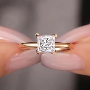 แหวนเพชรเจ้าหญิงสุดหรู เพชรเลี้ยงในห้องปฏิบัติการ รับรองโดย IGI สี D E F ความสะอาด VVS VS ตัวเรือนทองคำ ทองชมพู ทองขาว เงิน - Product Image 6